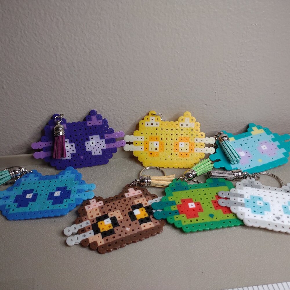 Lot Of 7 Colorful Cat Keychains